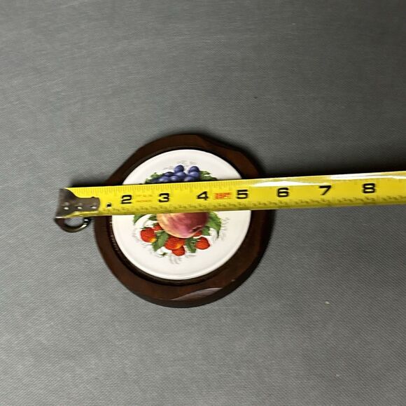 Vintage Jerry Abrams Fruit Peach Wall Plaque Cottage Decor Ceramic Tile & Wood - Picture 5 of 7